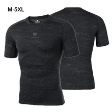 Горячие мужские футболки быстросохнущие облегающая фитнес беговые футболки мужские с коротким рукавом тренажерный зал Спорт Мужская компрессионная футболка спортивная одежда