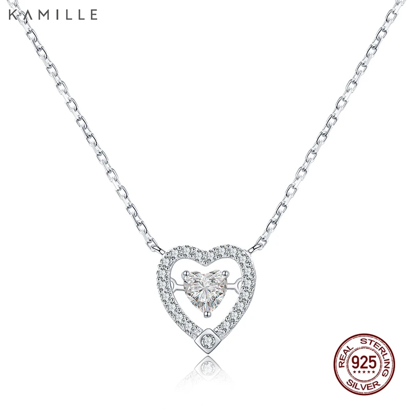 

Kamille 925 Sterling Silver Necklace Romantic Heart Pendant Necklaces Fine Jewelry For Women Birthday Valentine's Day Gift