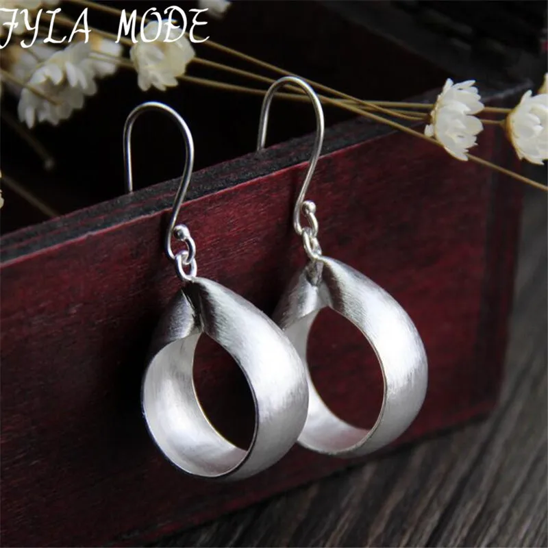 

2017 New Fashion Bohemia Ethnic Style Big 925 Thai Silver Hollow Water Drop Dangle Earrings For Women 19.9*26.4MM 9G WTH011