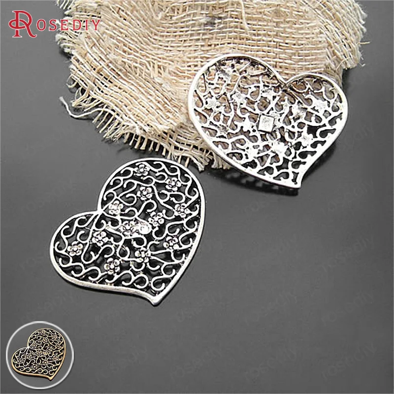 

(19790)10PCS 40x43MM Antique Silver Zinc Alloy with Flower Heart Pendants Diy Jewelry Findings Accessories Wholesale