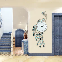 Fashion Luxury Peacock Wall Clock Modern Design Europe Living Room Bedroom Mute Wall Watch Big Home