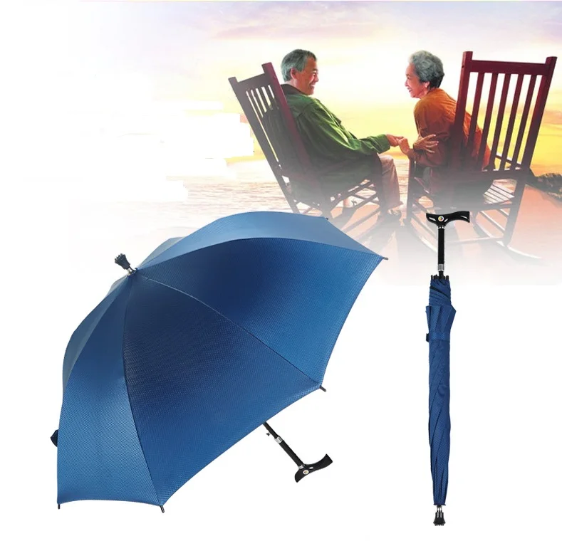 

Unbreakable self-defense adjustable climbing crutch double-bridge fiberglass anti-thunder men's outdoor umbrellas 100kg bearing