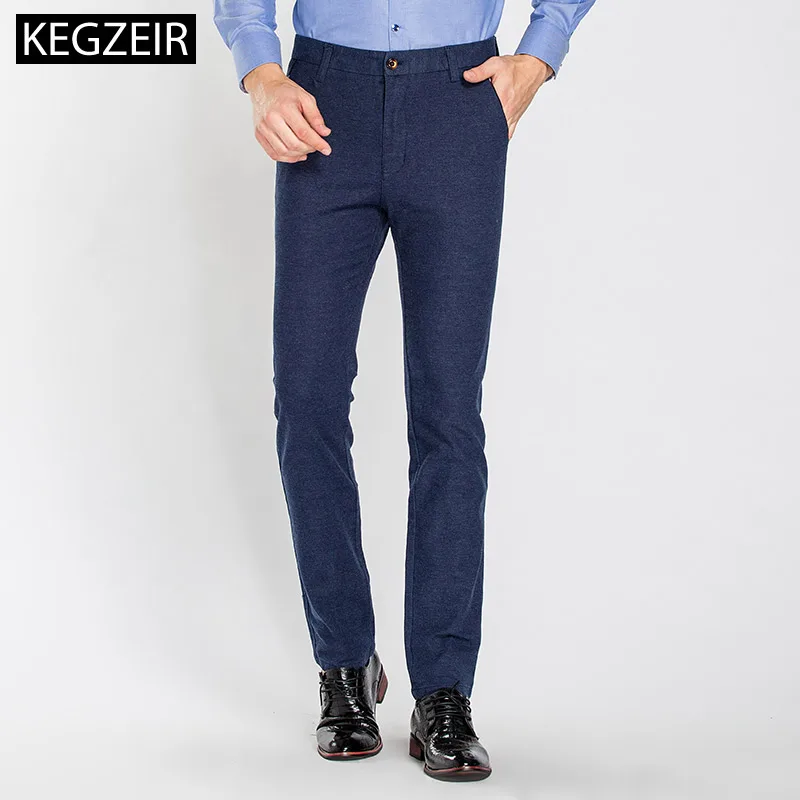 KEGZEIR New Spring Winter Skinny Pants Men Business Casual Trousers Men Brand Clothing Khaki Black Mens Fashion Pants