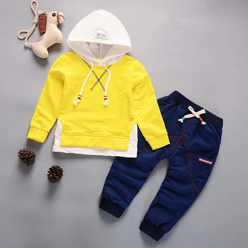 

Autumn spring Newborn Baby Boy Clothes 100% Cotton Long Sleeves Hooded Sweater + Pants Baby Clothing Set Infant Suit
