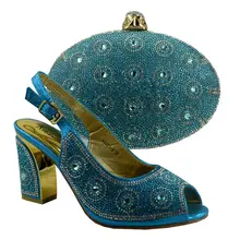 2017 Latest Noble Design African Shoes And Bags Italian Matching Shoe And Bag Set Nigerian High Heels For Party!YZ34