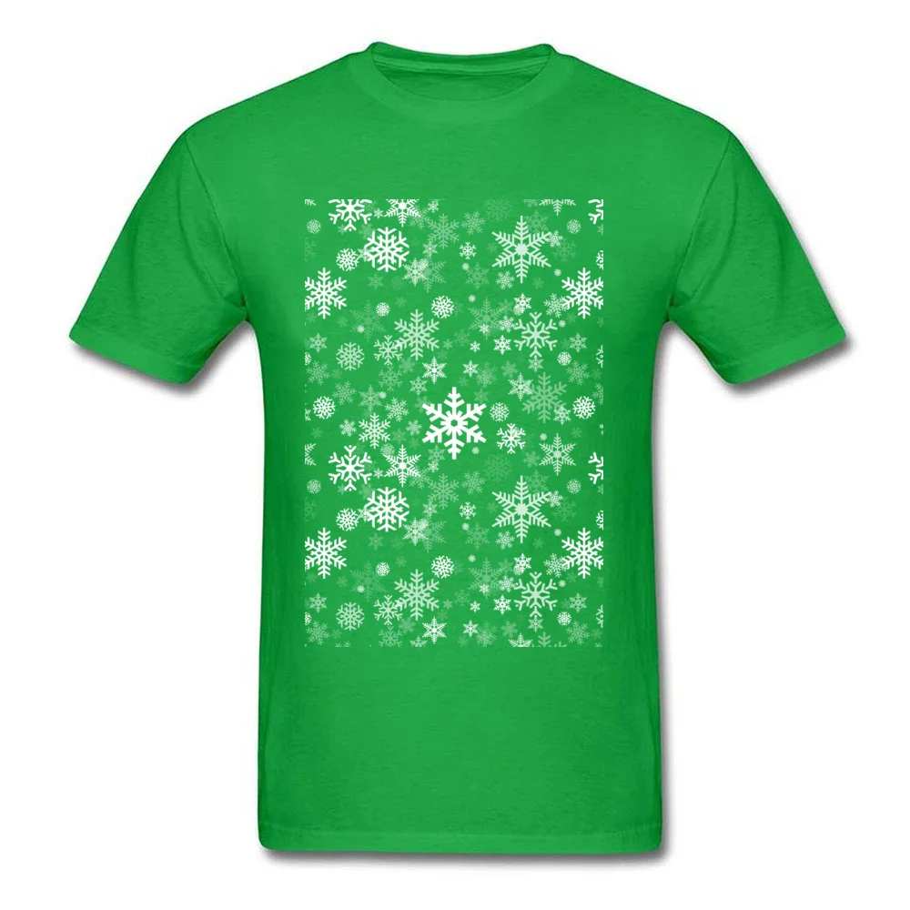 Casual Festive Snowflakes T Shirt for Men Classic April FOOL DAY O-Neck All Cotton Short Sleeve T-shirts Customized Tee Shirts Festive Snowflakes green