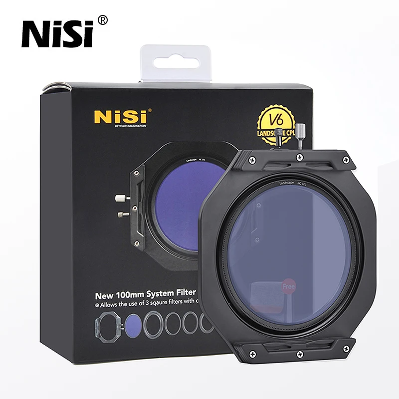 

NiSi 100mm System V6 Square Filter Holder Kit, 67/72/77/82mm Adaptor Ring & Pro CPL or Landscape CPL Polarizer & Storage Case