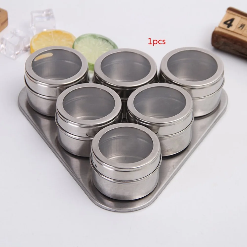 Stainless Steel Visible Seasoning Jar Magnetic Barbecue Seasoning Box Kitchen Spice Jar Stainless Steel Tank