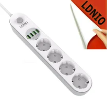 LDNIO Smart desktop Power Strip EU AC Socket Switch Surge Protector 4 Outlets with USB Plug Extension cord for phone camera