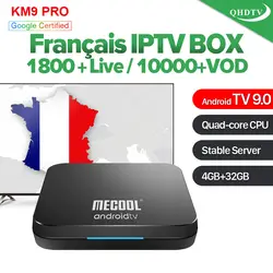 KM9 Pro IP tv Франция Арабский Android 9,0 IPTV приставка двухдиапазонный wifi BT4.0 с QHD ТВ кодом 1 год 4G 32G IP tv Германия Испания IP tv