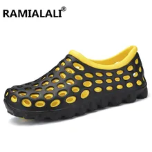 Ramialali/новые удобные мужские сандалии без застежки; садовые сандалии на деревянной подошве; пляжная обувь для бассейна; мужская повседневная Рабочая медицинская обувь