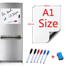 A1 размер 594x841 мм магнитная доска, магниты на холодильник, маркер для дома, кухни, стикеры для письма, доски, магниты, 1 ластик, 6 ручек