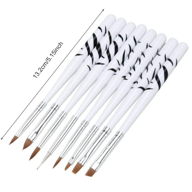Pro Nail Art Pen Design Set 8pcs/Set White Zebra Printed Decoration