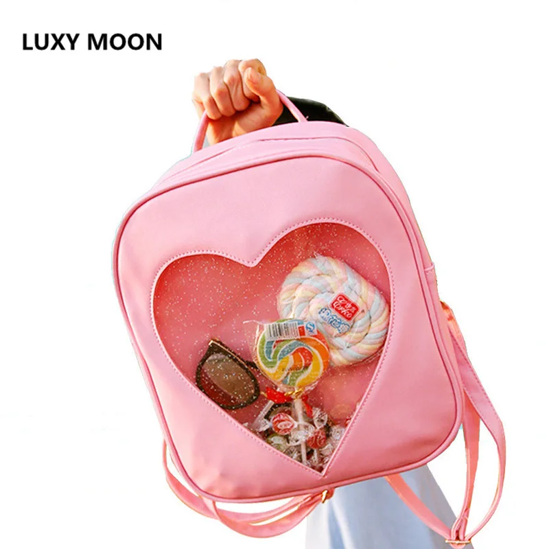 Harajuku Japanese Lolita Clear Backpacks for Teenage Girls Transparent