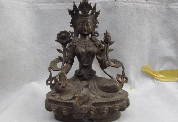 

150401 S1042 Tibet Buddhism Temple bronze copper Green Tara Kwan-yin Guan Yin Buddha statue