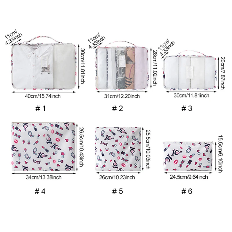 BAKINGCHEF 6 قطعة/المجموعة السفر خزانة ملابس حقيبة الملابس الداخلية والأحذية حقيبة المنظم خزانة خزانة إكسسوارات الأمتعة
