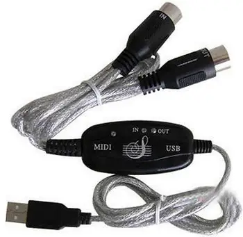 

USB IN-OUT MIDI Interface Cable Converter PC to Music Keyboard Adapter Cord
