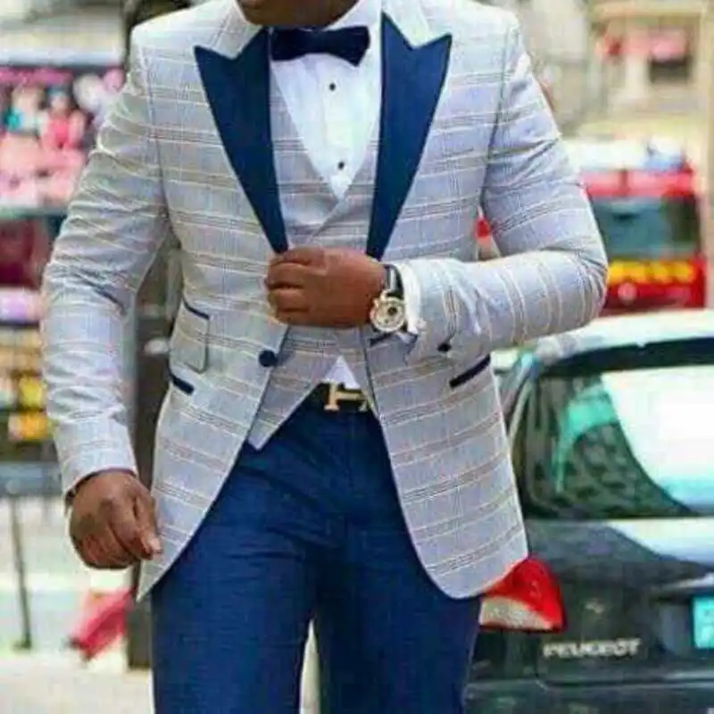  2018 New Lattice Checker Men Wedding Suits Slim Fit 3 Pieces Tuxedo Groom Groomsman Custom men suits for wedding traje hombre