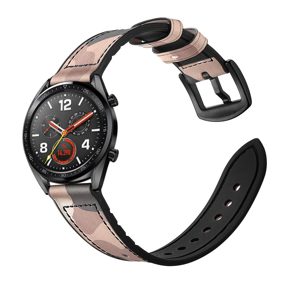 

22mm New Silicone Genuine Soft Leather Watch Band For Huawei GT Honor Magic Men's Replacement Sport Band Wrist Bracelet Strap