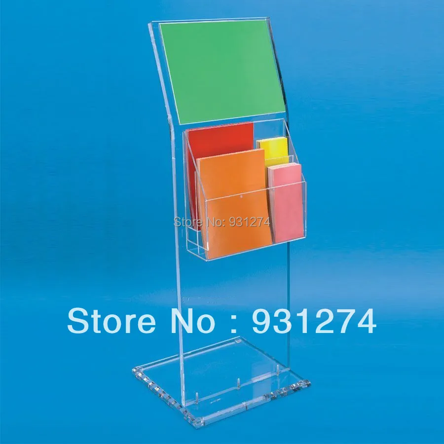 Floor Standing acrylic magazine holder for office lobby,Lucite Perspex