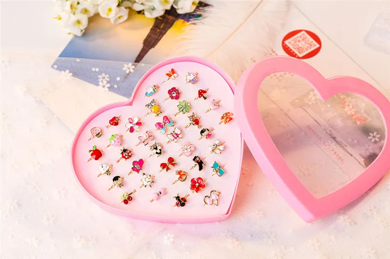 10PCs/Lot Hot Sale Kids Cute Cartoon Rings Flower Animal Shape Ring Set Mix Finger Jewelry Creative Accessories Girl Child Gifts