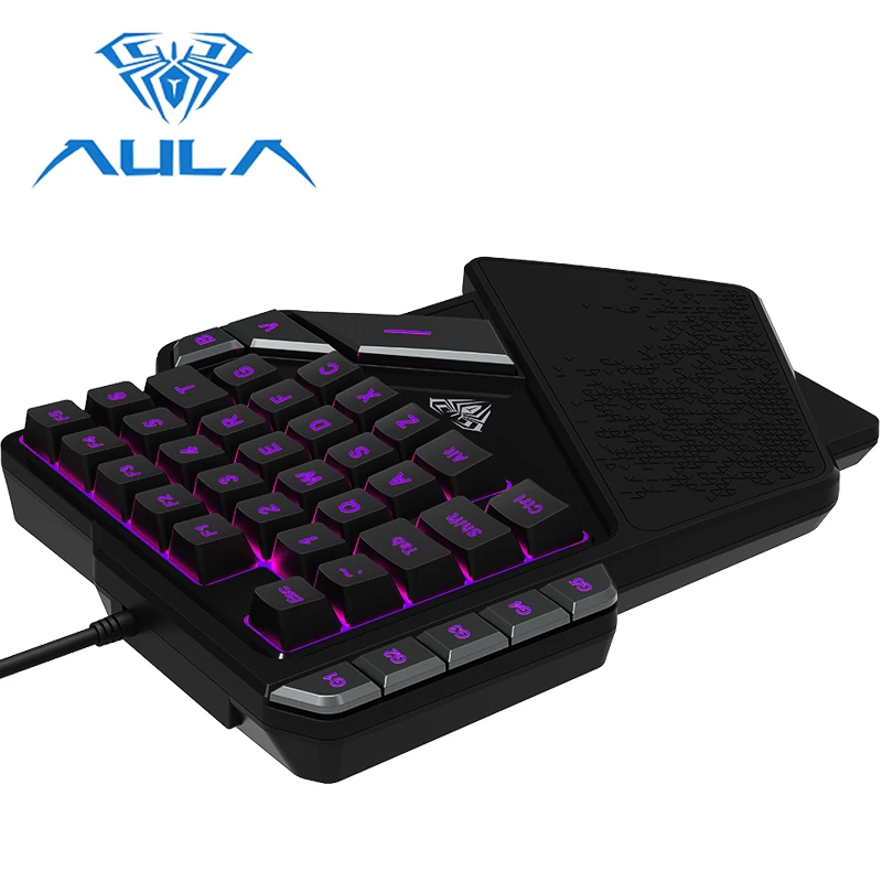AULA Single Hand Keyboard Wired Keypad 7 Colors RGB Backlight for Desktop Laptop Phone Mini One-hand Gamer Gaming keyboard #2062