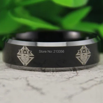 

Free Shipping USA Canada Russia Brazil Hot Sales 8MM Comfort Fit Black Silver Bevel Knight of Columbus New Tungsten Wedding Ring