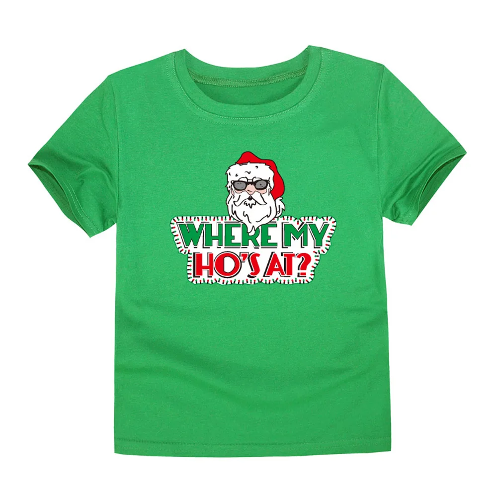 Детская одежда с рождественским принтом Детские Забавные футболки с Санта Клаусом рождественские топы, футболки для маленьких девочек и мальчиков, От 1 до 14 лет детская одежда