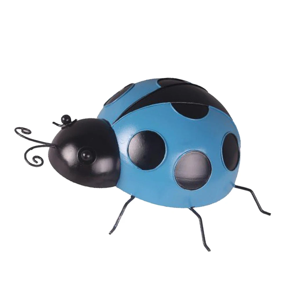 10cm Metal Ladybug Fence Hanger Wall Hanging Outdoor Garden Decorative Figurine Garden Statues