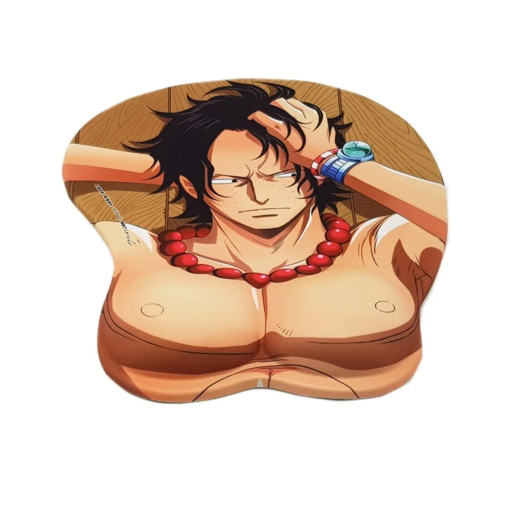 One Piece Luffy/Zoro/Ace/Law 3D Anime Male Chest Gaming Mouse Pad with Gel wrist rest Original 2WAY fabric