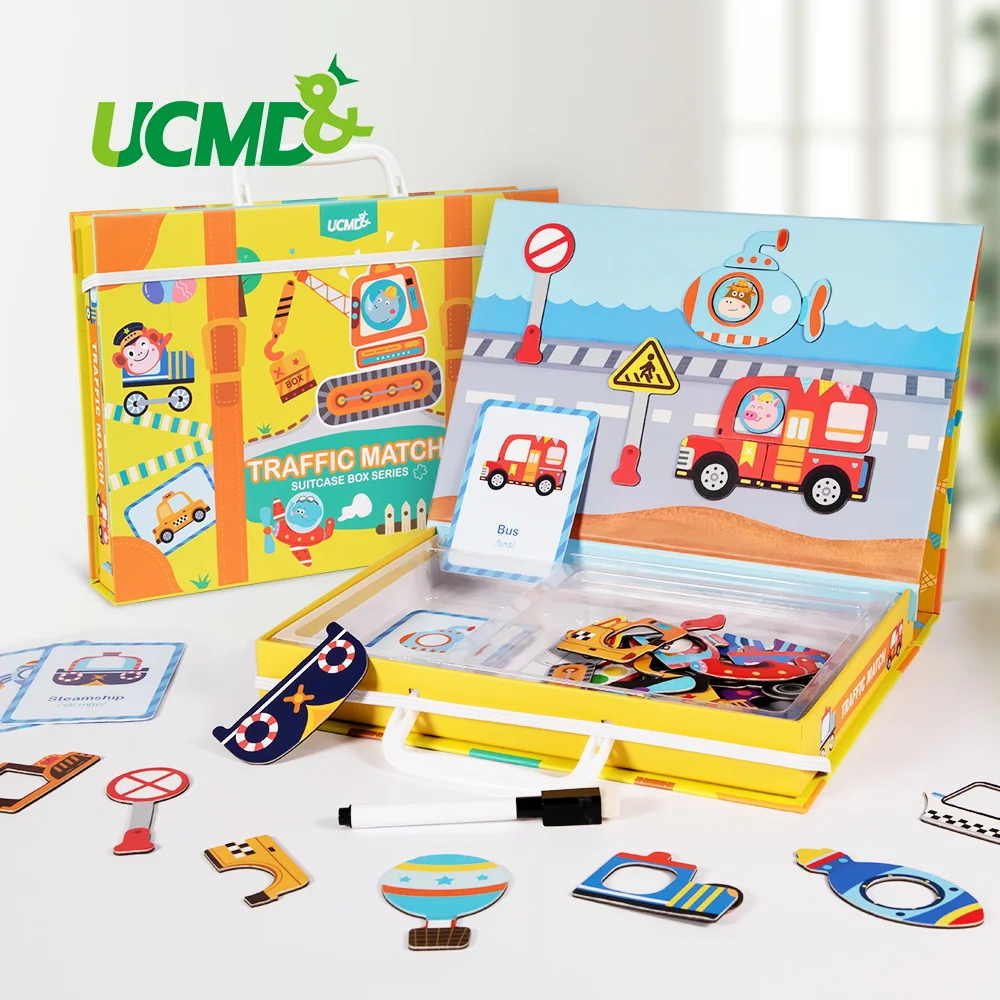 

Magnetic Cartoon Puzzle 3D Traffic Matching Jigsaw Games Toy Early Learning Traffic Puzzles Educational Toys for Child Kids Gift