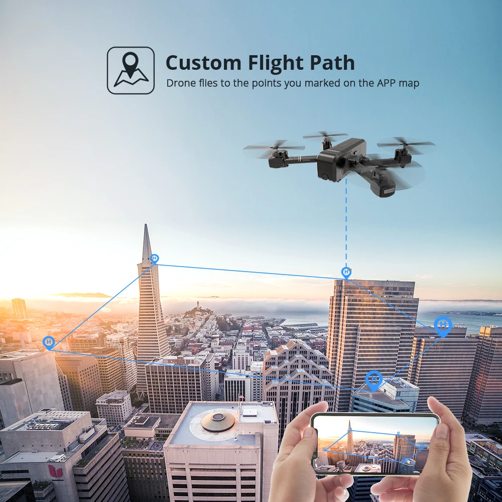  DEERC DE25 FPV Foldable Arm RC Drone Selfie 1080p Camera 90 Adjustable Tapfly 18 Min Auto Hover Han