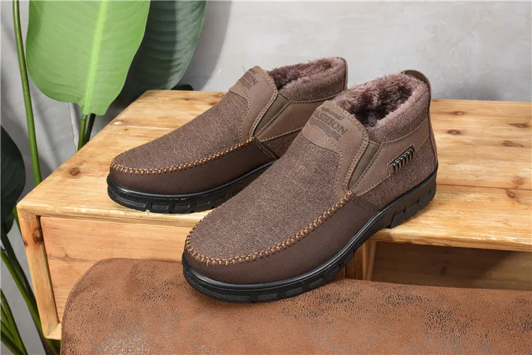 Для мужчин известный бренд плюс супер теплый размер 38-48 обувь для ходьбы Для мужчин повседневная обувь зимние хлопковые сапоги кроссовки Slip-on обувь