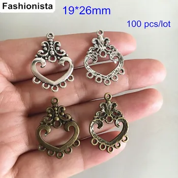 

100 Pcs Antique Silver Chandelier Circle Earring Connector, 1 to 5 holes 19*26mm DIY Earrings Findings,Jewelry Supplies