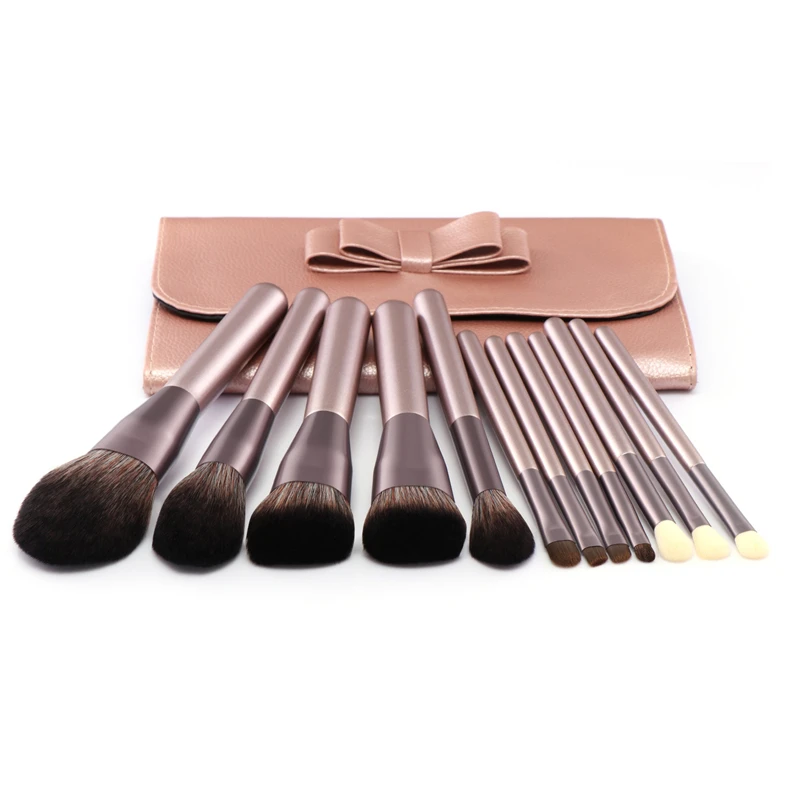 Massaller 12pcs Purple Super Quality Pro Makeup Brush Set Soft Synthetic Hair Powder Foundation Eye Brow Lip Brushes for Make Up