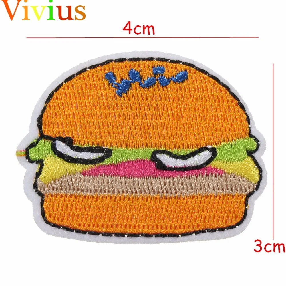 1Pcs Hamburger Patch for Clothing Iron on Embroidered Sew Applique Cute Fabric Clothes Badge DIY Apparel Accessories | Дом и сад