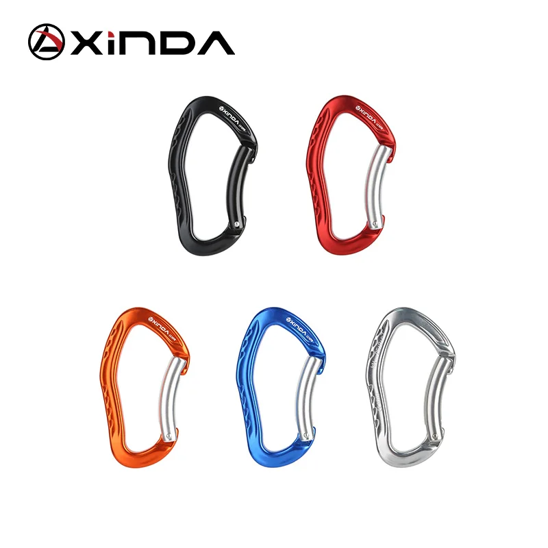 XINDA Professional Quality 22KN Rock Climbing Bent Quickdraw Spring-loaded Gate Buckle Aluminum Carabiner Outdoor Kits