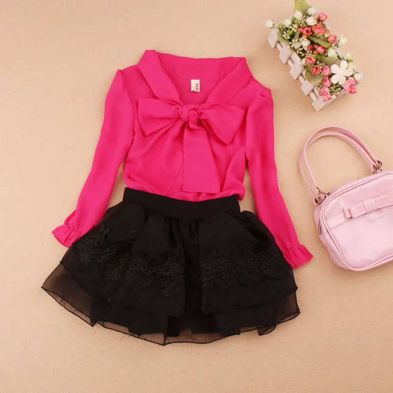 

Girls Clothing 2017 Autumn Kids Clothes Children Clothing School Girl Blouse 4 Colors Age 1-16Y AA1604
