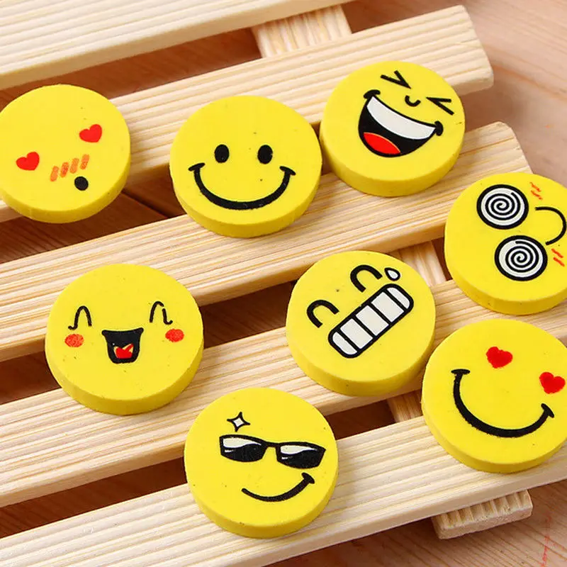 

Lots 40pcs Emoji Smiley Face Smile Erasers Fancy Rubber Eraser Assorted Style Student Stationery