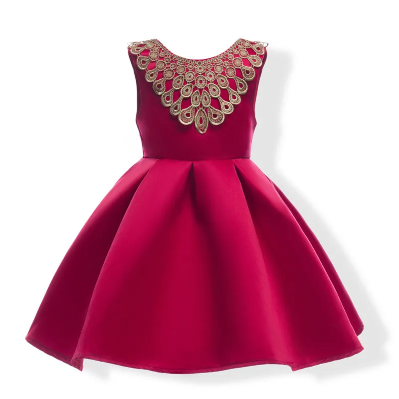 1605 15 De Réduction2018 Nouvelle Fleur Filles Robes De Mariage Fête Danniversaire Formelle Baptême Princesse Or Ligne Robe De Bal Enfants