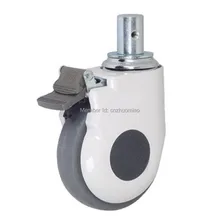 1 pcs 3” high quality threaded stem medical casters with brake