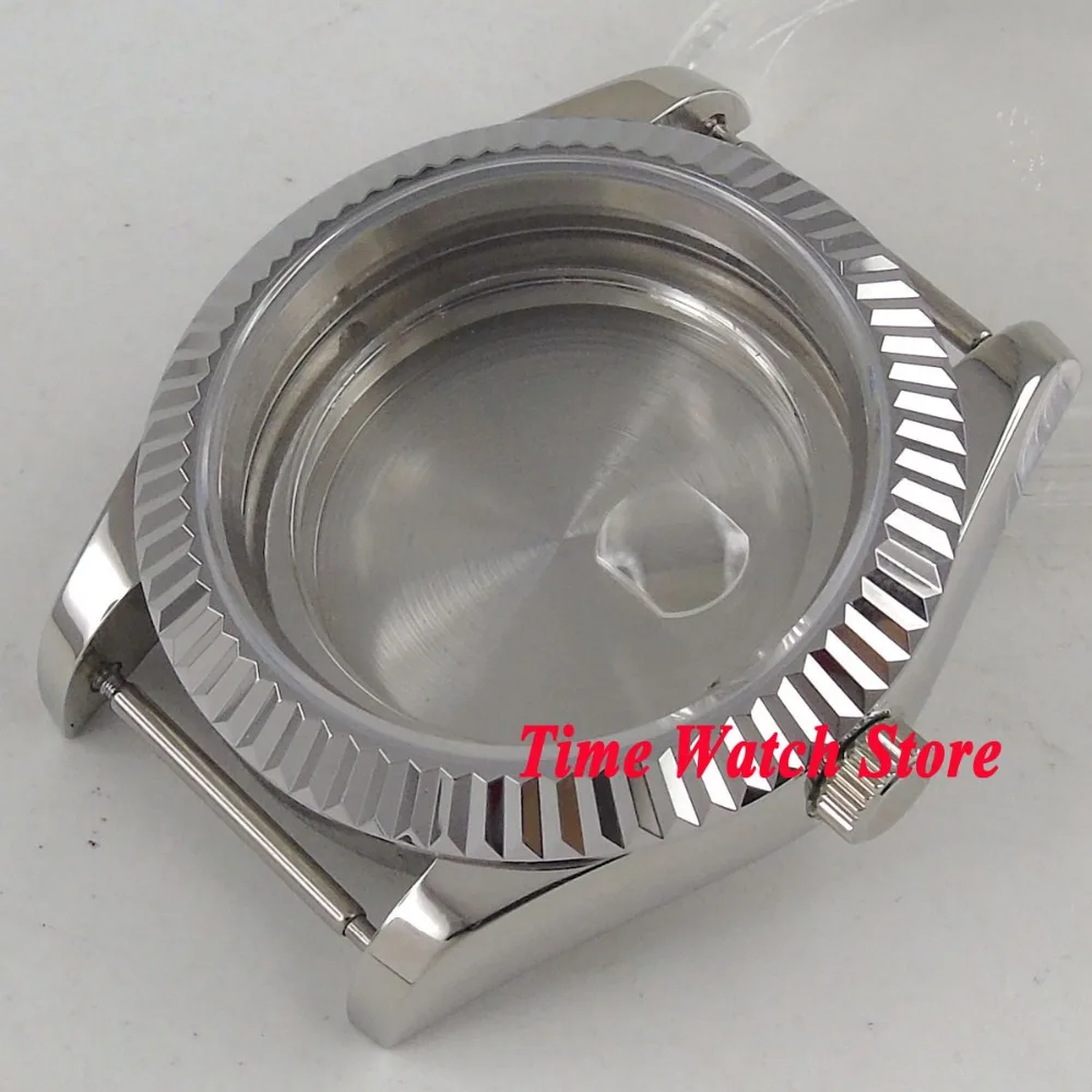 40mm PARNIS sapphire glass date magnifier 316L stainless steel Watch Case fit ETA 2836 miyota