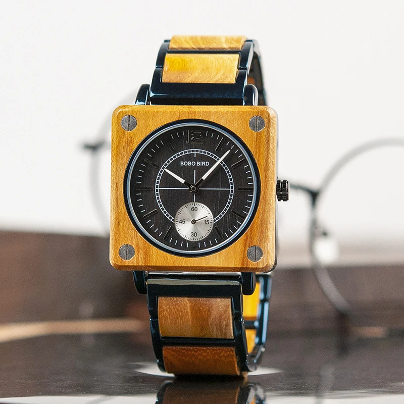 BOBO BIRD Men Watch relogio masculino Classic Wood Metal Wristwatch Creative Fashion Design Quartz Watches Handsome Gift C-R14