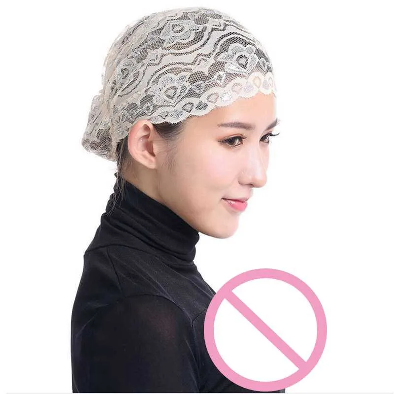

Snowshine Women Hat Lace Ninja Underscarf Head Islamic Cover Bonnet Cap Scarf Muslim headscarf 4.12