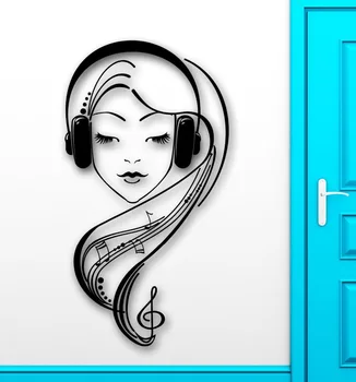 

Wall Stickers Vinyl Decal Headphones Beautiful Sexy Girl Music Melody