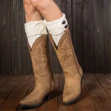 Женские зимние короткие гетры; модные вязаные носки с пуговицами; носки с манжетами; Розничная/