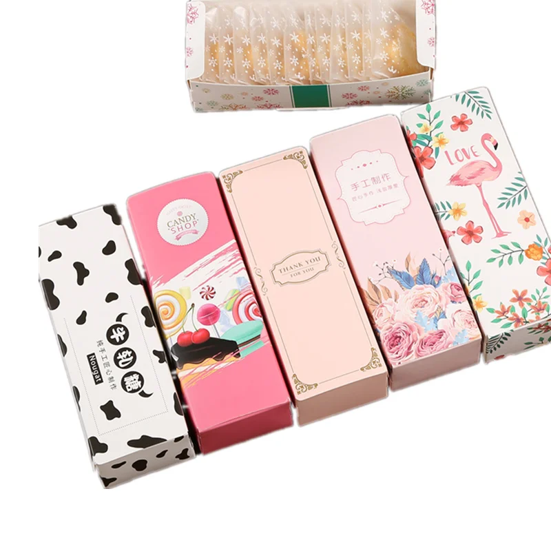 

20PCS Floral Printed Long Macaron Gift Box Moon Cake Box Carton Caixa Present Packaging for Cookie Wedding Favors Candy Box
