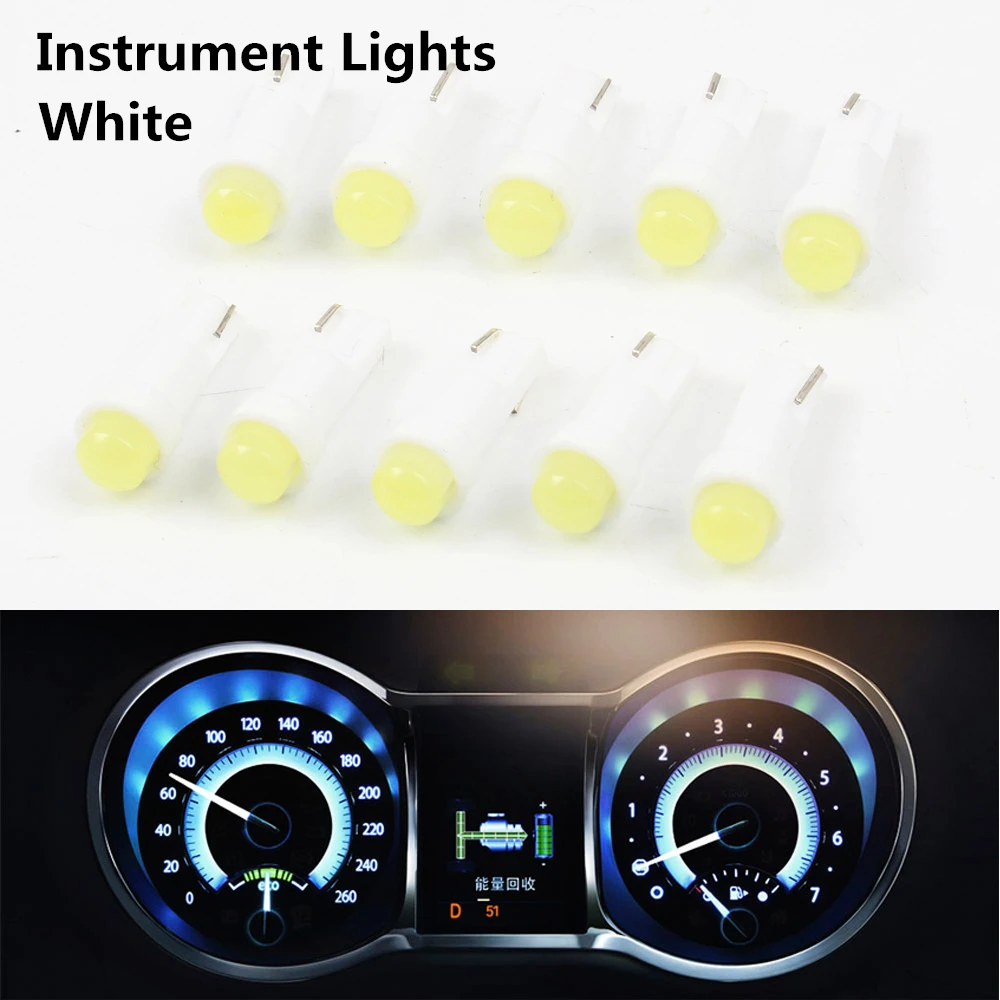 10 шт./лот W1.2W розетка T5 LED 12V Авто боковой клиновидный датчик приборной панели