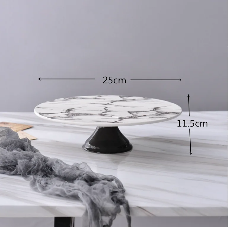 Креативный поднос в скандинавском стиле из мраморной керамики, поднос для торта, подставка для десерта, домашний обеденный стол, свадебные вечерние поддоны для торта - Цвет: 25cm