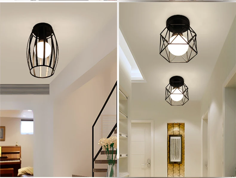 Luzes de Teto Gaiola do Vintage Lâmpada do Teto Moderno Plafondlamp Casa Iluminação Sala Estar Lampara Techo Suspensão Luminária E27 Led 18 Cheap Luzes de teto